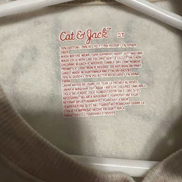 Cat & Jack 3T white gray cream Heather Heart crew Sweatshirt valentines boy girl - Picture 3 of 4